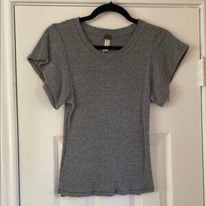 Free People Heather Gray Fitted Short Bell Sleeve Tee